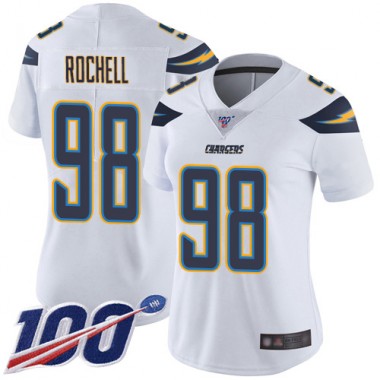 Los Angeles Chargers NFL Football Isaac Rochell White Jersey Women Limited 98 Road 100th Season Vapor Untouchable
